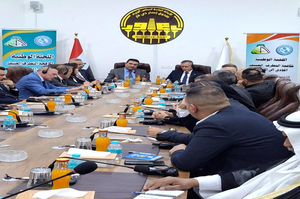 زيارة رئيس اللجنة الوطنية لمكافحة التطرف العنيف السيد علي عبد الله البديري إلى اللجنة الفرعية في محافظة ذي قار برفقة وفد أوروبي ومسؤولين لتعزيز التعاون المحلي والدولي في الوقاية من التطرف